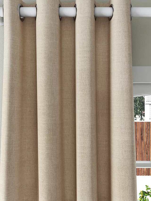 John Lewis Pair Blackout Lined Eyelet Curtains W228 x Drop182cm - Natural