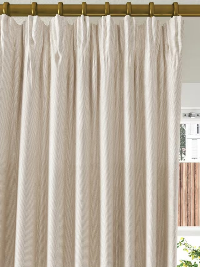 John Lewis Herringbone Lined Pencil Pleat Curtains 167 x 137cm - Marshmallow