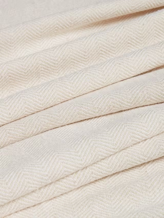 John Lewis Herringbone Lined Pencil Pleat Curtains 167 x 137cm - Marshmallow
