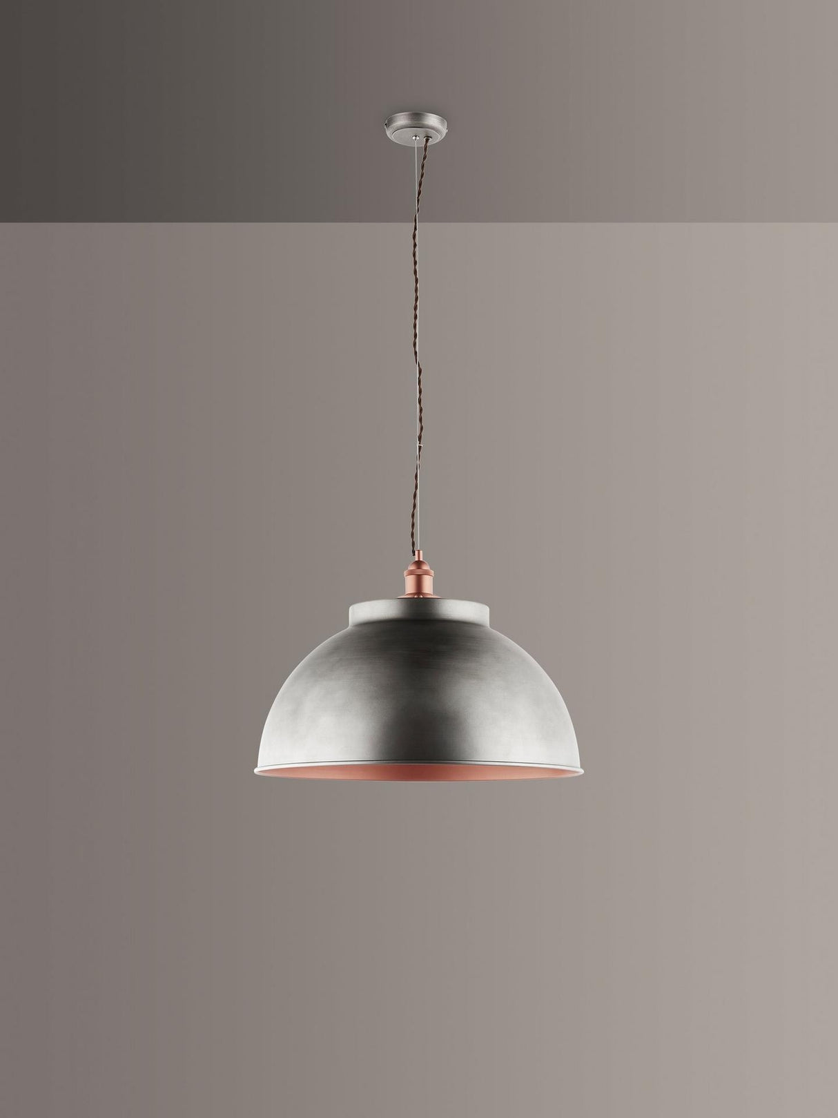 John Lewis Baldwin XL Industrial Pendant Ceiling Light - Pewter/Copper
