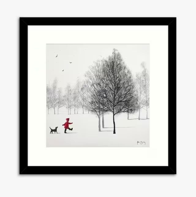 Adam Barsby 'Red Coat' Framed Print & Mount 54.5 x 54.5cm - White/Black