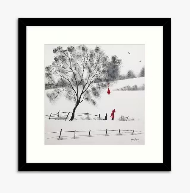 Adam Barsby 'Red Kite' Framed Print & Mount 54.5 x 54.5cm - White/Black