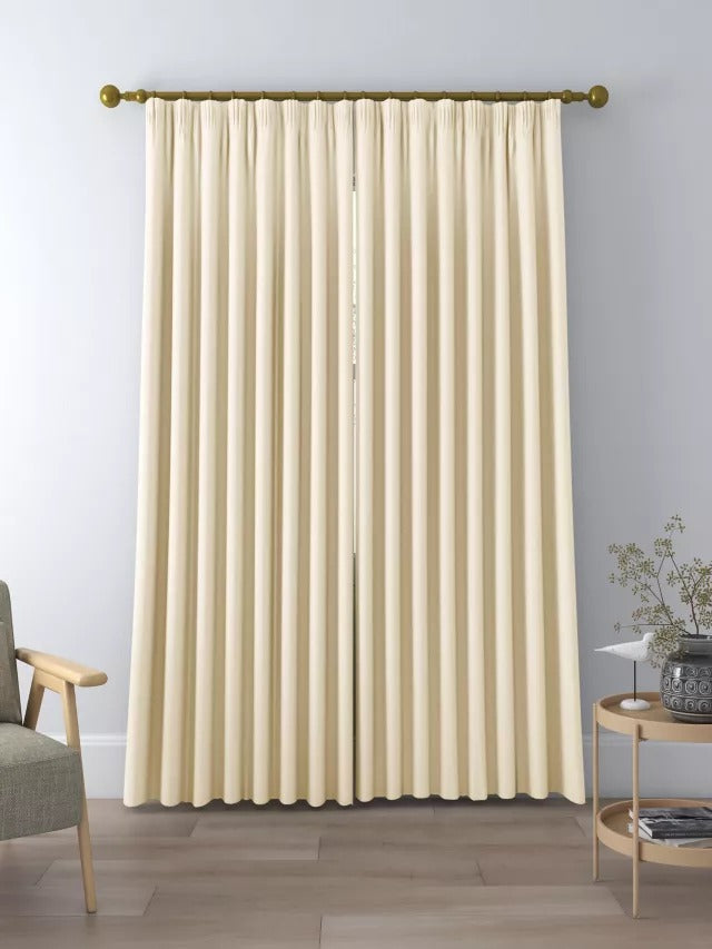 John Lewis Textured Weave Polyester Pair Curtains W228 x Drop 228cm - Cream