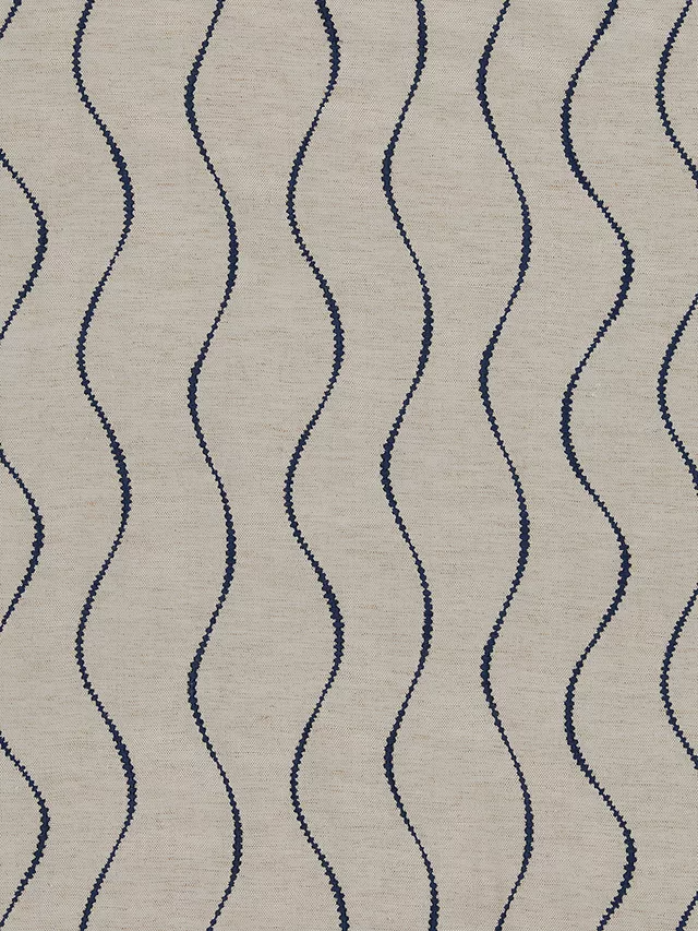 John Lewis Picot Stripe Pair Lined Eyelet Curtains W228 x Drop 274cm - Navy - Kazoop