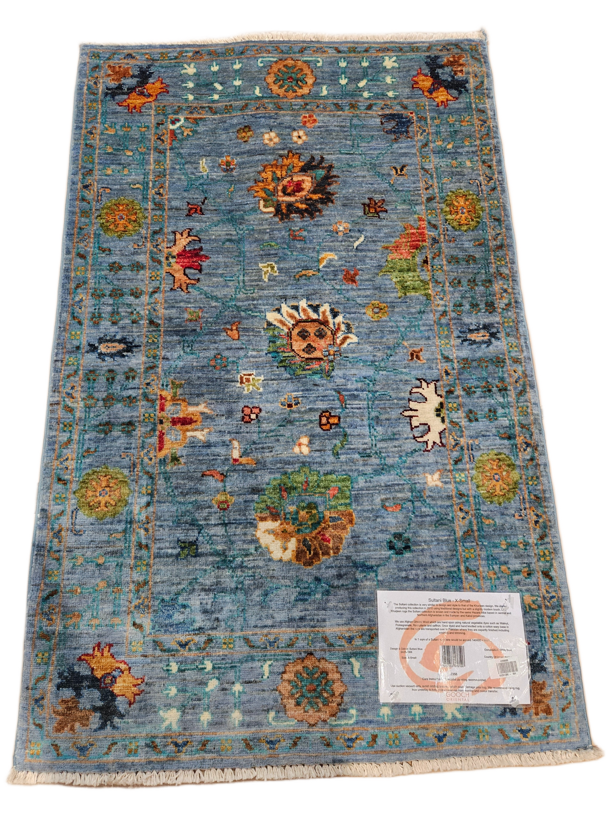 Gooch Oriental Sultani Hand Woven Wool Rug - Blue - X-Small 79 x 125cm