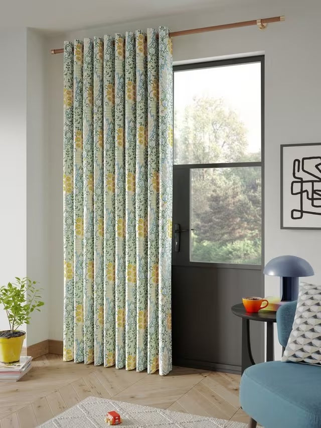 John Lewis Alva Blackout Lined Eyelet Curtains W167 x D228cm - Soft Teal