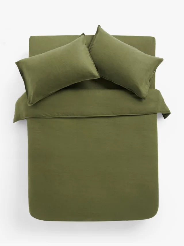 John Lewis Comfy & Relaxed Washed Linen Super King Duvet Cover Avocado Green - Kazoop