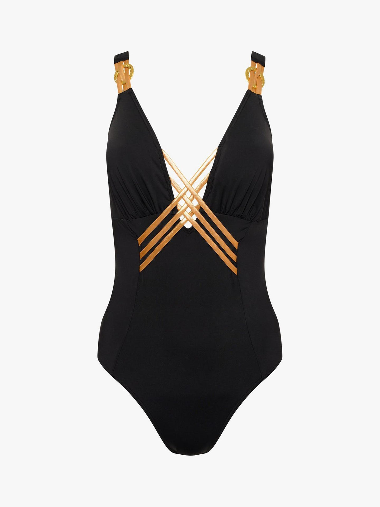 NAIA Beach Womens Raquel Interlaced Front Nylon Swimsuit Black - Size 14