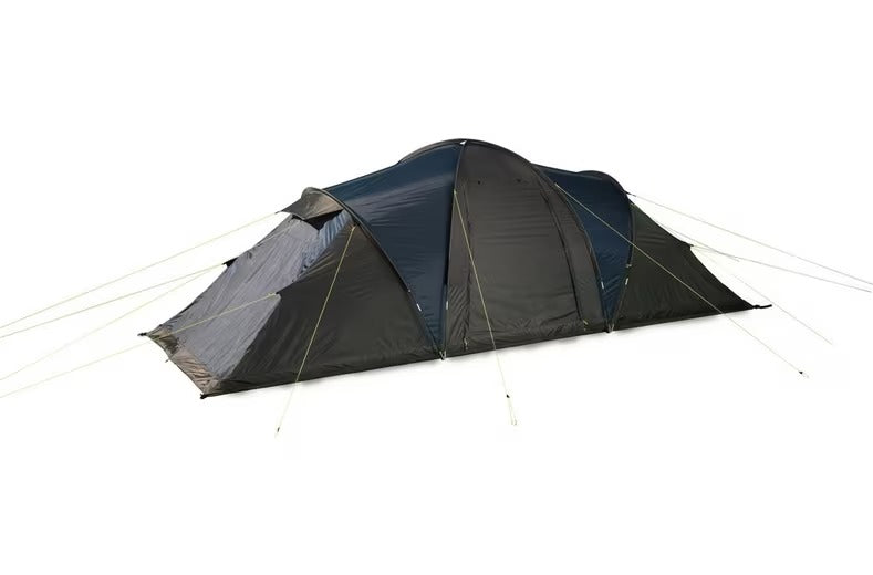 Halfords Premium 6 Person Vis A Vis Poled Heavy Rainfall Tent - Black/Blue