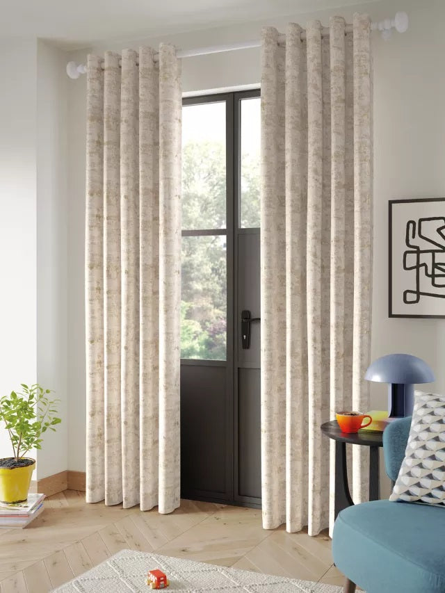 John Lewis Cala Weave Pair Lined Eyelet Curtains W167 x Drop 182cm - Gold - Kazoop