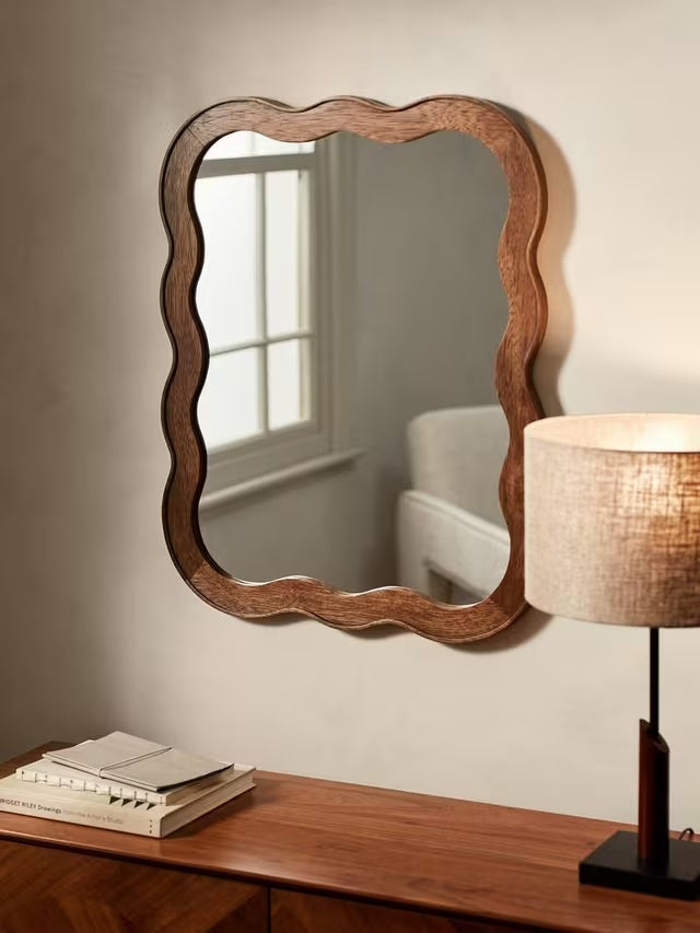 John Lewis Wiggle Wood Frame Decorative Wall Mirror 75 x 60cm - Walnut