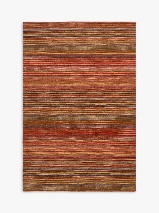John Lewis Stria Classic Stripe Rectangular Wool Rug 180 x 120cm - Red/Multi