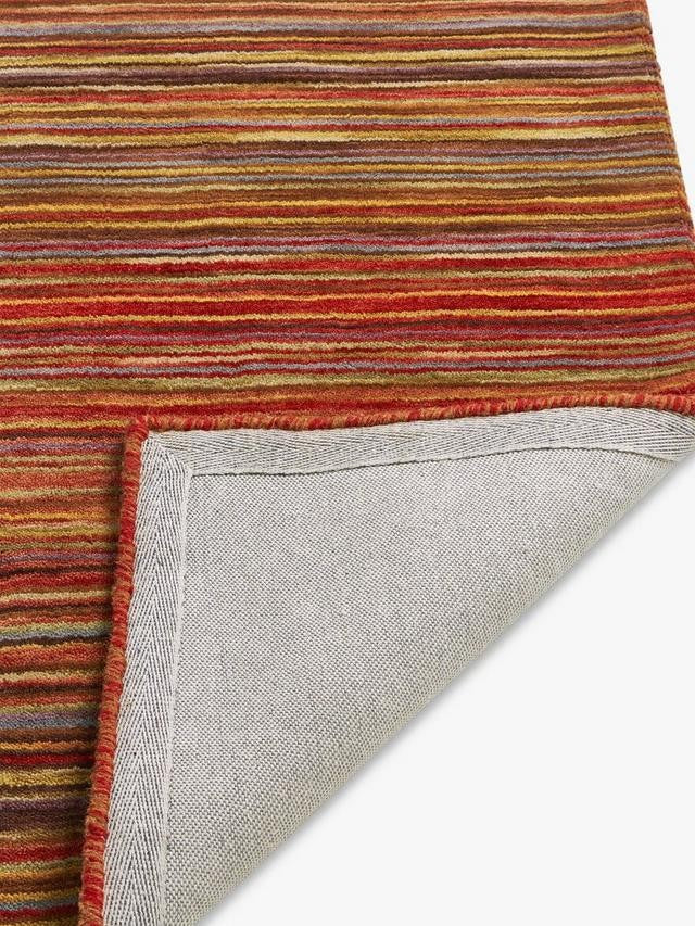 John Lewis Stria Classic Stripe Rectangular Wool Rug 180 x 120cm - Red/Multi