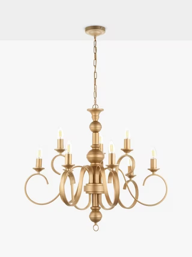 John Lewis Carlita XL Adjustable Traditional Candle Ceiling Light - Gold
