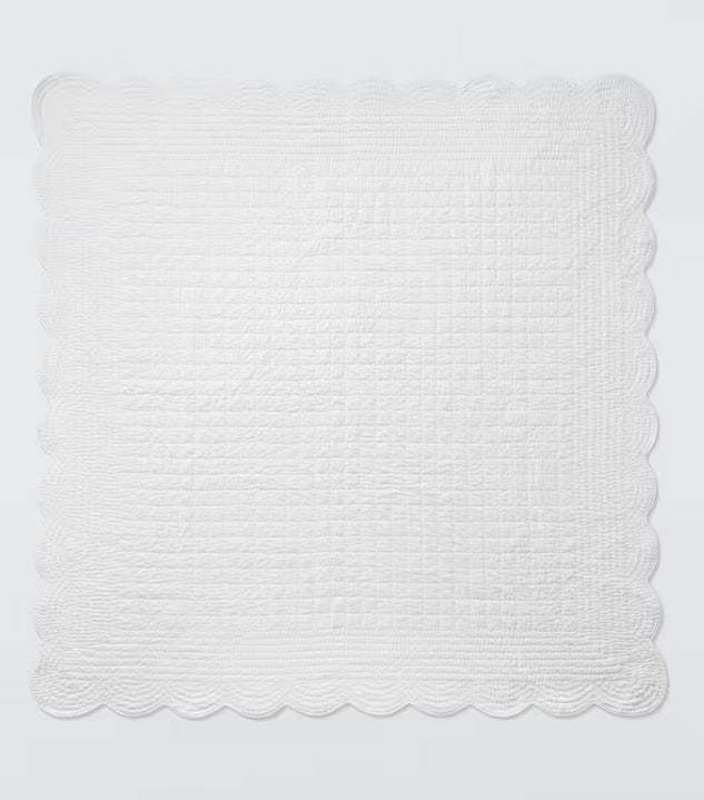 John Lewis Scallop Breathable Cotton Quilted Bedspread 220 x 220cm - White