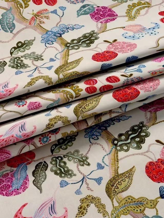 John Lewis Fruit Tree Pencil Pleat Pair Blackout Curtains 228x228cm - Multi