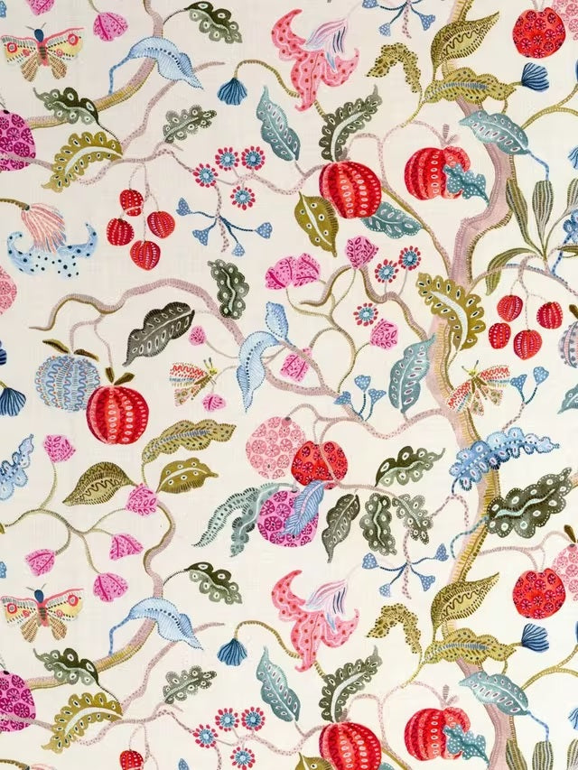 John Lewis Fruit Tree Pencil Pleat Pair Blackout Curtains 228x228cm - Multi