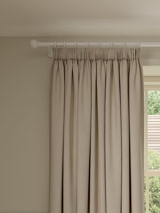 John Lewis Pure Cotton Pair Lined Pencil Pleat Curtains 228 x 228cm - Putty
