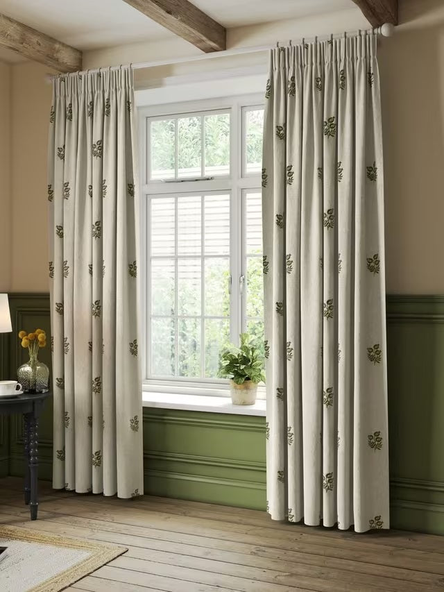 John Lewis Ariana Pair Lined Pencil Pleat Curtains W167 x D228cm Dark Olive