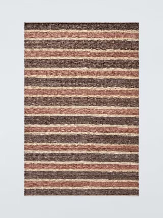 John Lewis Longstock Bold Stripe Hand Woven Jute Rug L240 x W170cm - Nutmeg