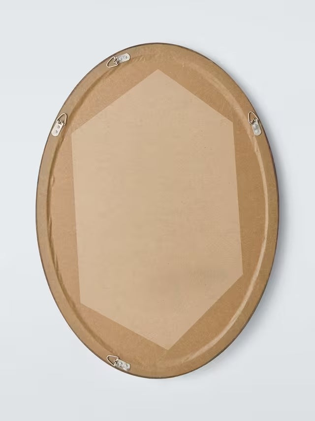 John Lewis Farmhouse Decorative Oval Wood Wall Mirror 75 x 55cm - Walnut