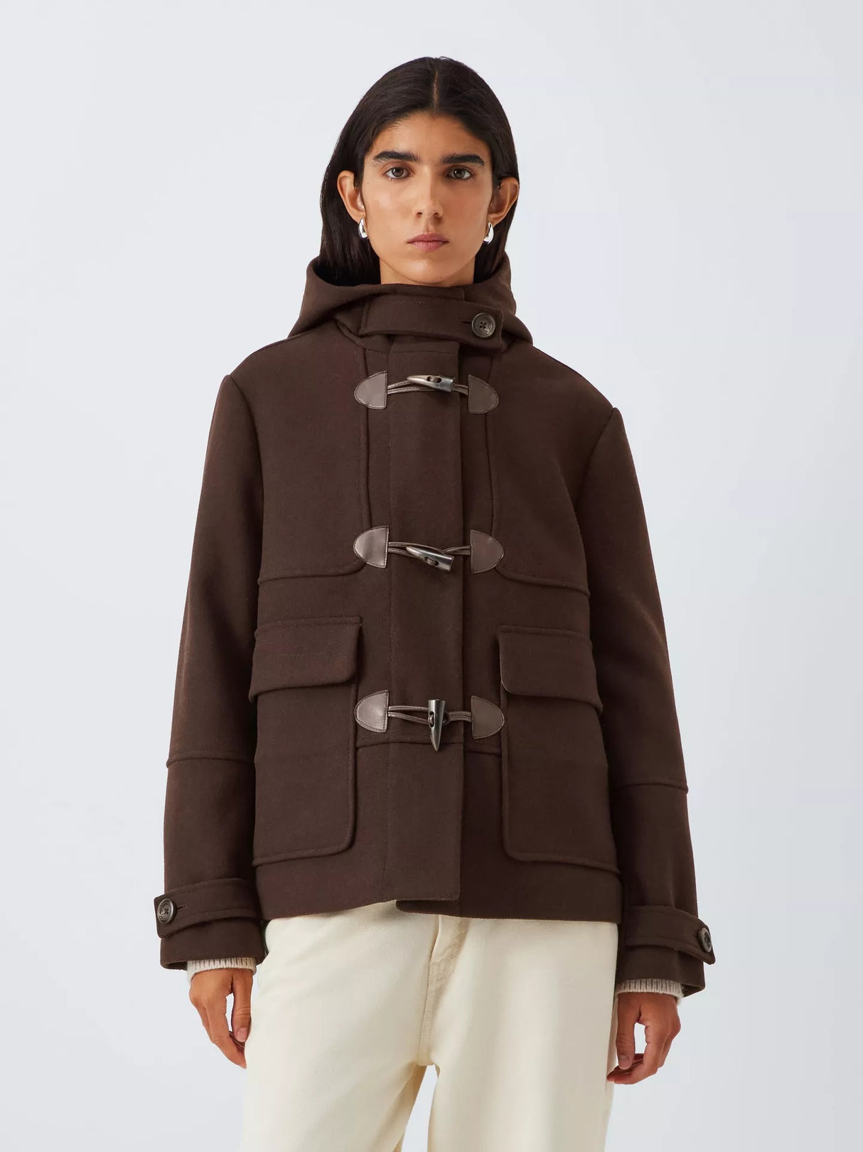 John Lewis Women's Short Wool Blend Winter Duffle Coat - Brown - UK 12