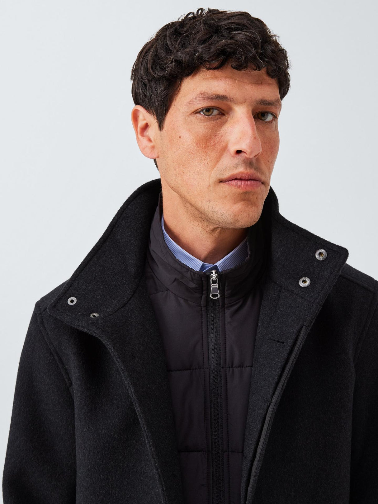 John Lewis Mens Wool Blend Car Coat With Removable Quilt Size Small Charcoal