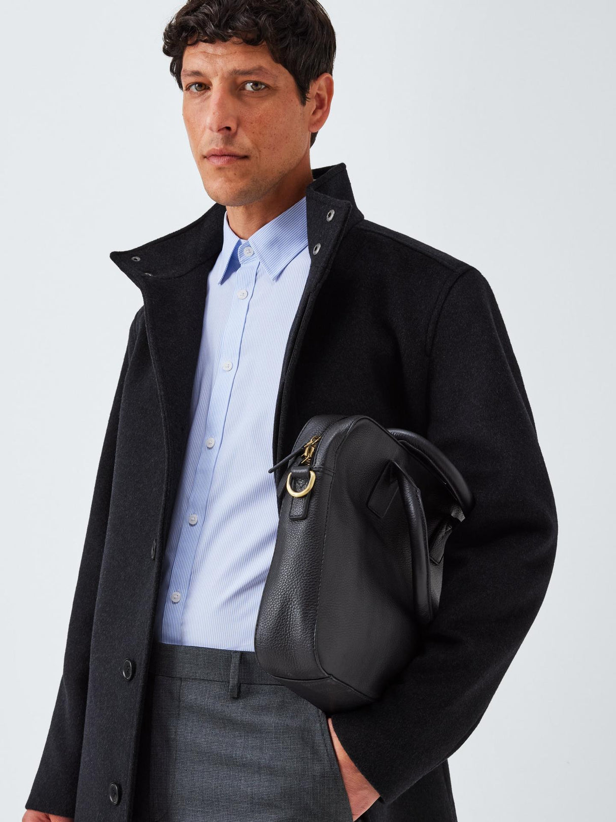John Lewis Mens Wool Blend Car Coat With Removable Quilt Size Small Charcoal