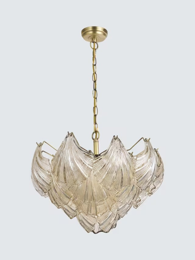 John Lewis Deco Shell Glass Matt Antique Pendant Ceiling Light - Champagne