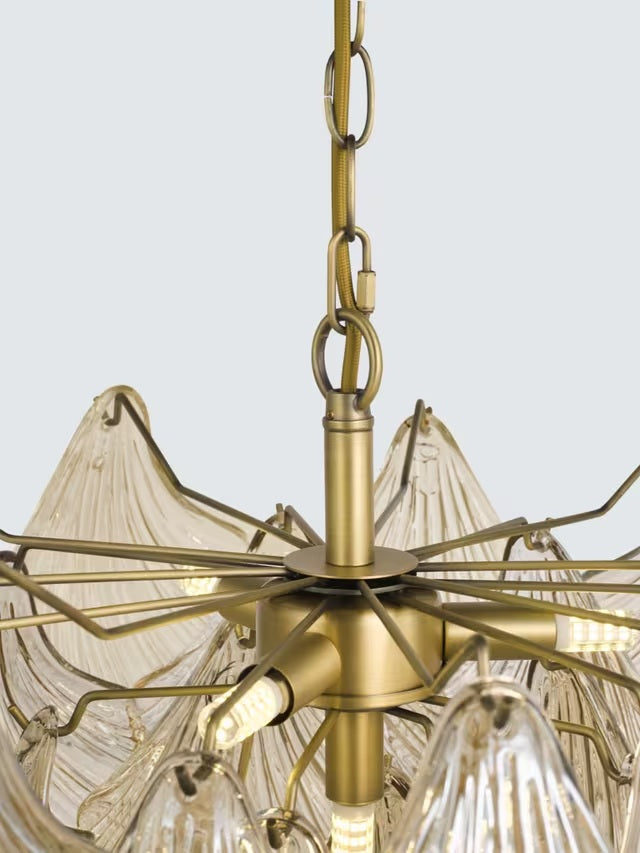 John Lewis Deco Shell Glass Matt Antique Pendant Ceiling Light - Champagne