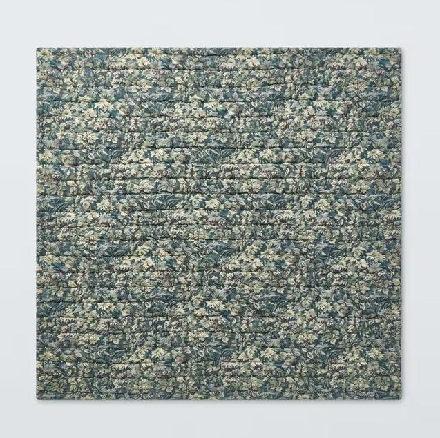 John Lewis Giardino Leaf Linen Blend Quilted Bedspread 220 x 220cm - Green