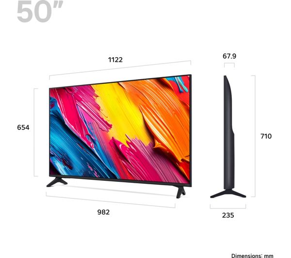 LG 50QNED70A6A (2025) QNED HDR 4K Ultra HD Smart TV 50 inch - Charcoal Black