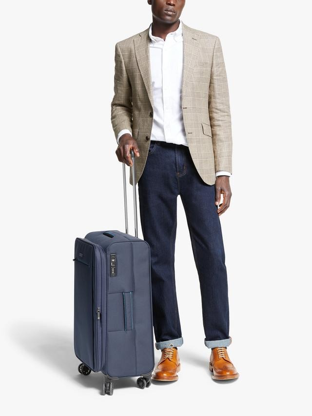 John Lewis Vienna 4-Wheel Spinner 66cm Lightweight Medium Suitcase - Navy