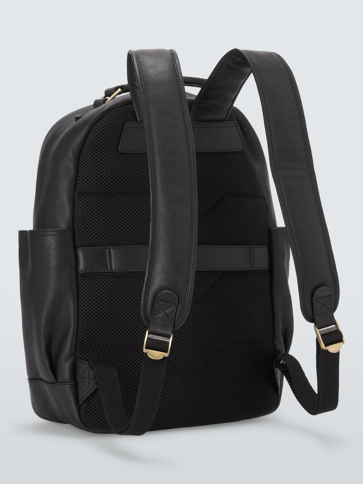 John Lewis Padded Straps Leather Backpack With 15" laptop compartment Black