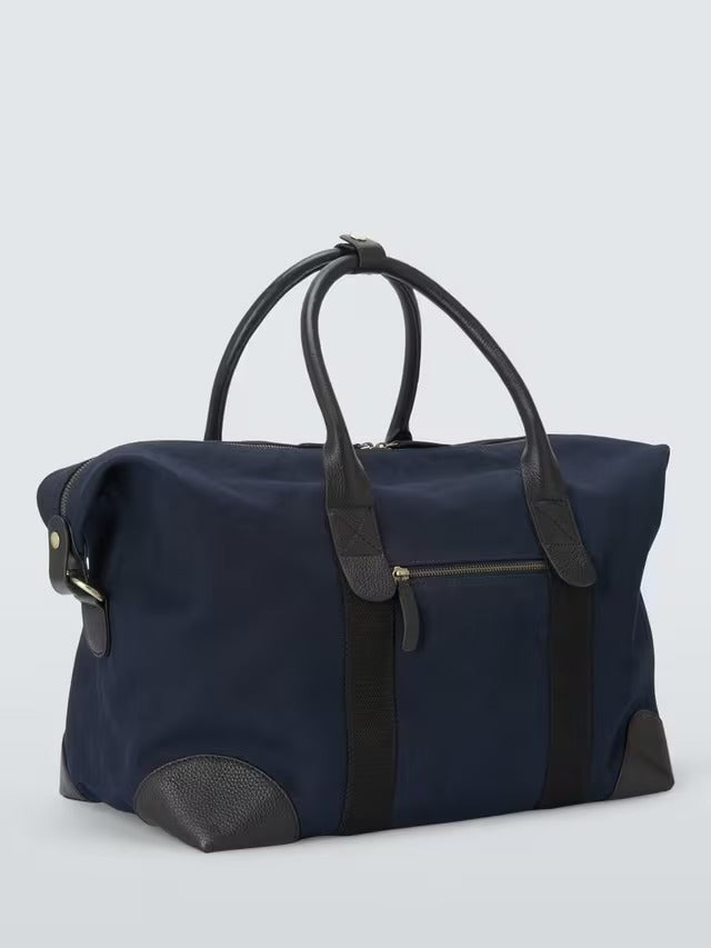 John Lewis Unisex Cotton Canvas Overnighter Duffle Travel Gym Bag - Navy