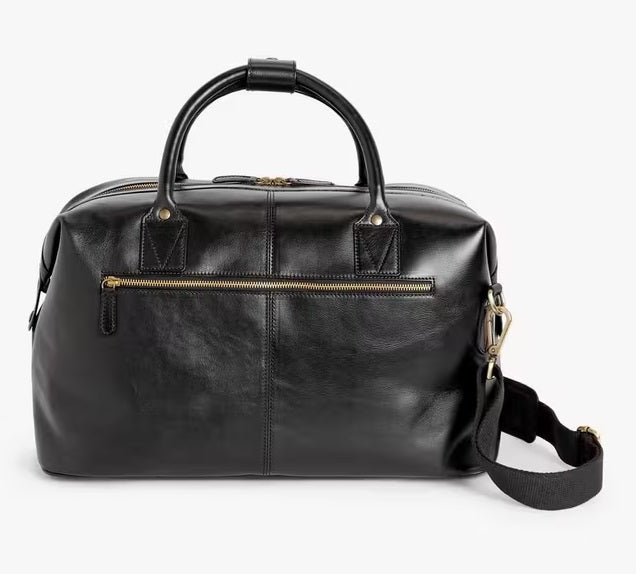 John Lewis Made in Italy Leather Holdall Sports Everyday Travel Bag - Black