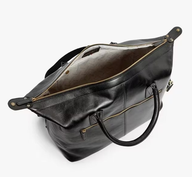 John Lewis Made in Italy Leather Holdall Sports Everyday Travel Bag - Black