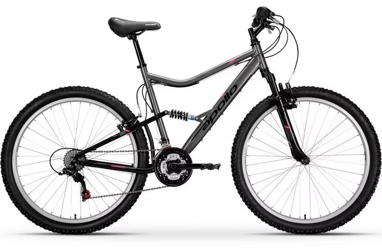 Apollo Spiral Women's Full Suspension Mountain Bike - Grey/Black - Large 20"