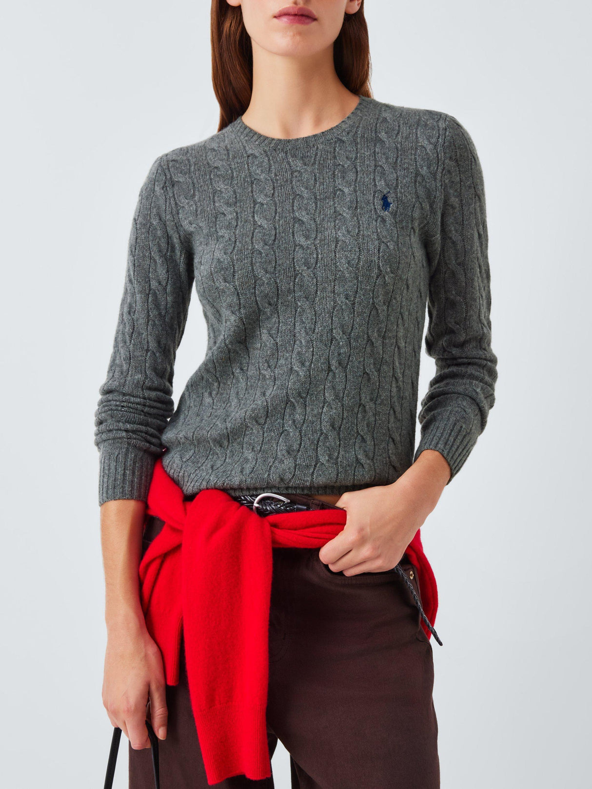 Ralph Lauren Polo Women's Julianna Cable Knit Wool Rich Jumper - Grey - S