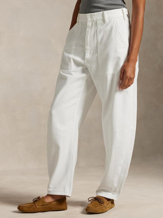 NEW Ralph Lauren Polo Women's Ricky Tapered Wide Relaxed Trousers - White - UK 6