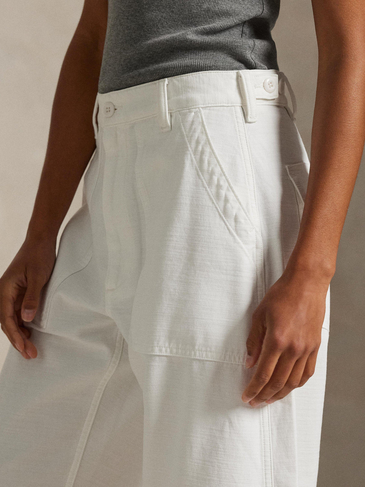 NEW Ralph Lauren Polo Women's Ricky Tapered Wide Relaxed Trousers - White - UK 6