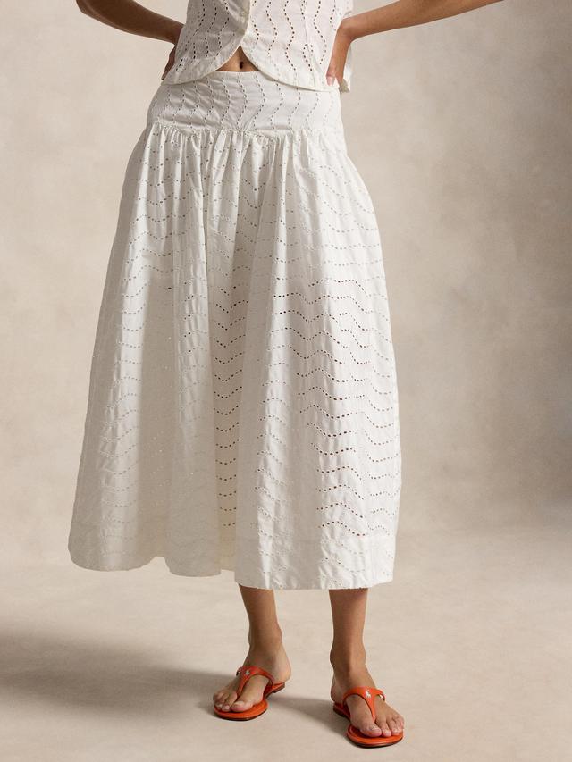 Polo Ralph Lauren Eyelet Embroidered Women's Maxi Skirt - UK Size 8 - White