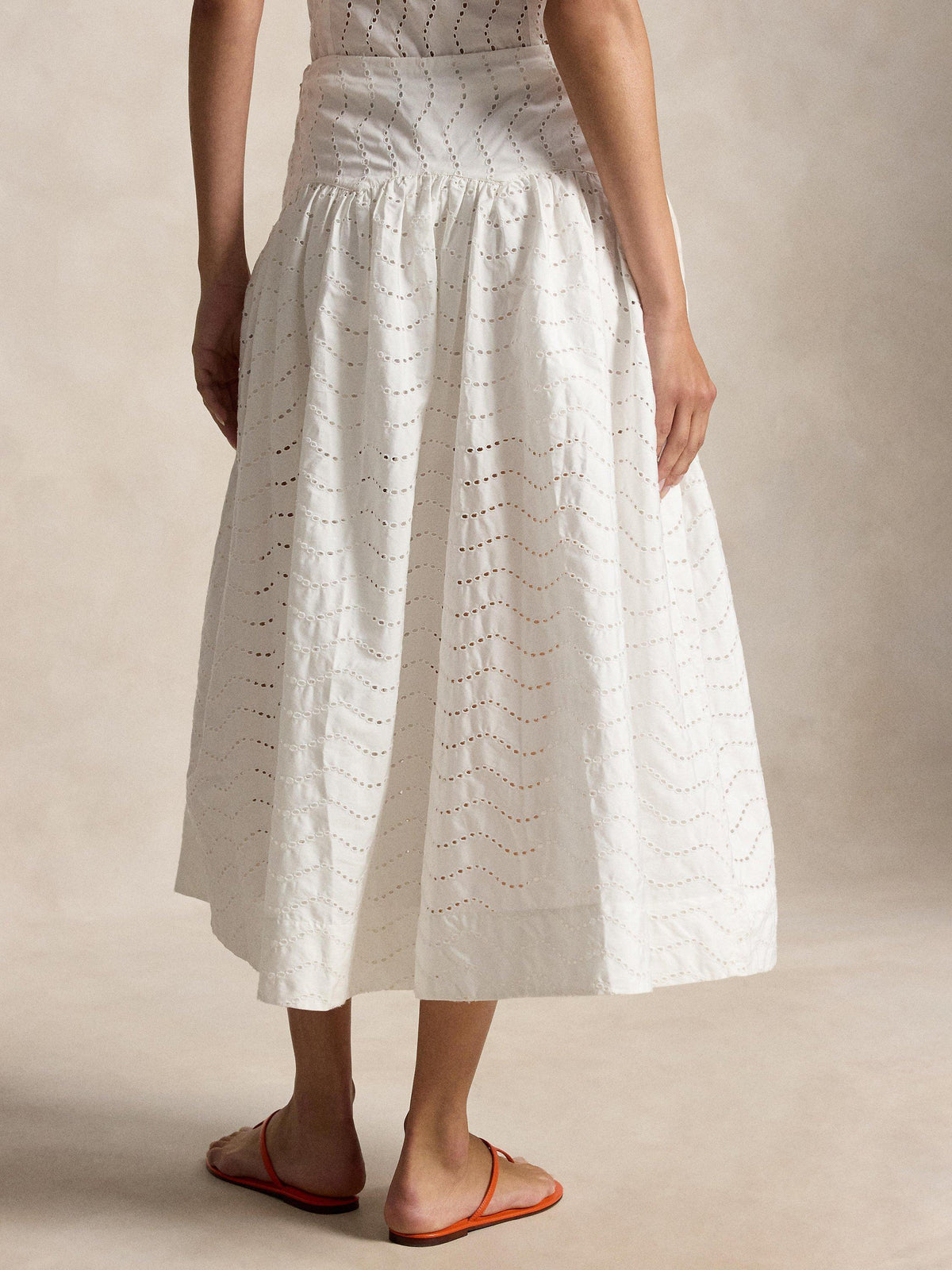 Polo Ralph Lauren Eyelet Embroidered Women's Maxi Skirt - UK Size 8 - White