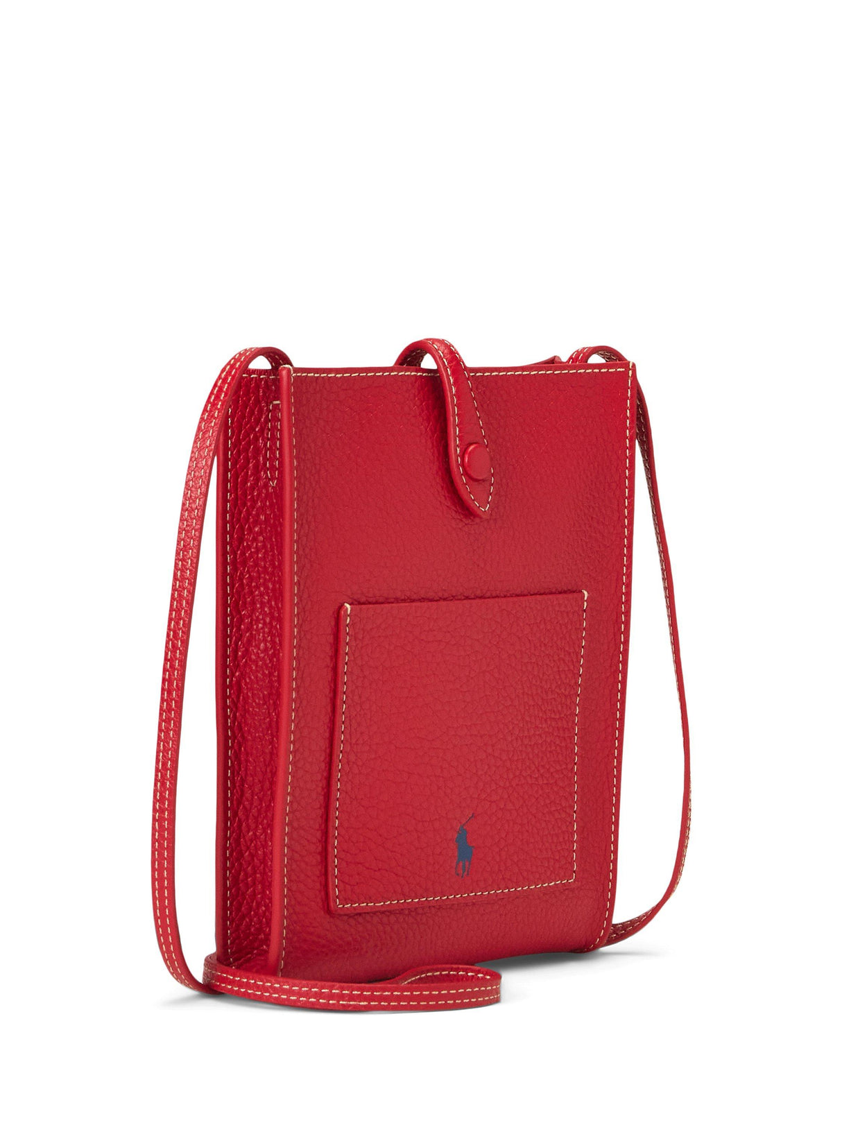 Ralph Lauren Polo Leather Pocket Crossbody Long Strap Flapover Bag - Cherry