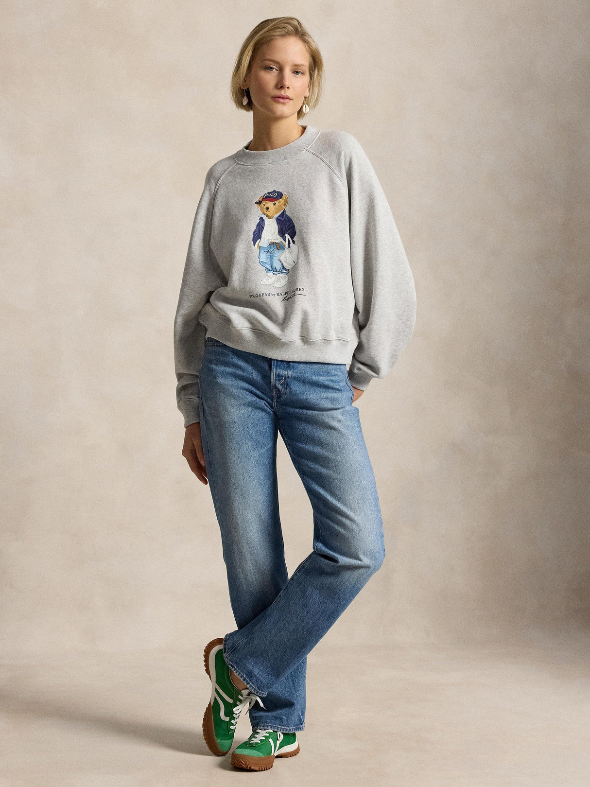Ralph Lauren Polo Women's Garment Dyed Bear Sweatshirt Jumper - Grey - S