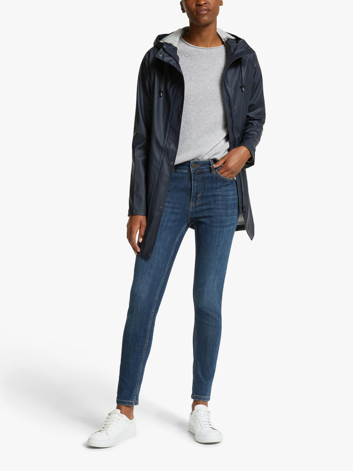 Ilse Jacobsen Hornbæk 87 Womens Waterproof Polyester Raincoat Navy - Size 14