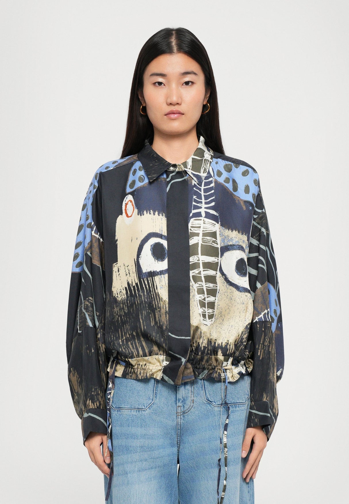 Munthe Women's Loasta Silk Collar Shirt Blouse - Black/Blue - EU 38/UK 10