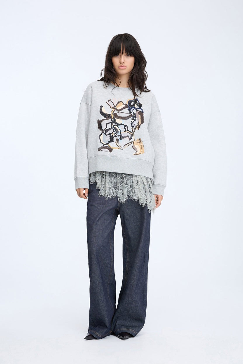 MUNTHE Rarsnima Women's Top Sweatshirt Jumper - Light Grey - EU 36/UK 8
