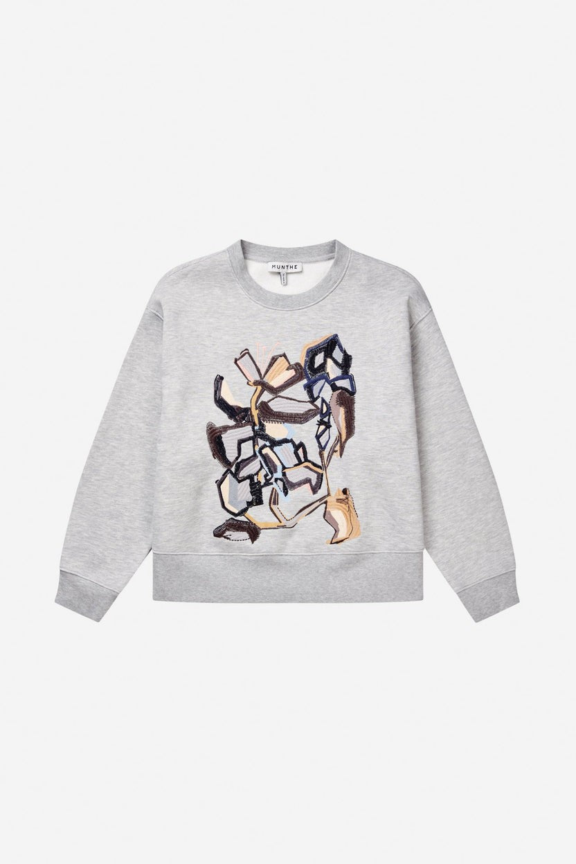 MUNTHE Rarsnima Women's Top Sweatshirt Jumper - Light Grey - EU 36/UK 8