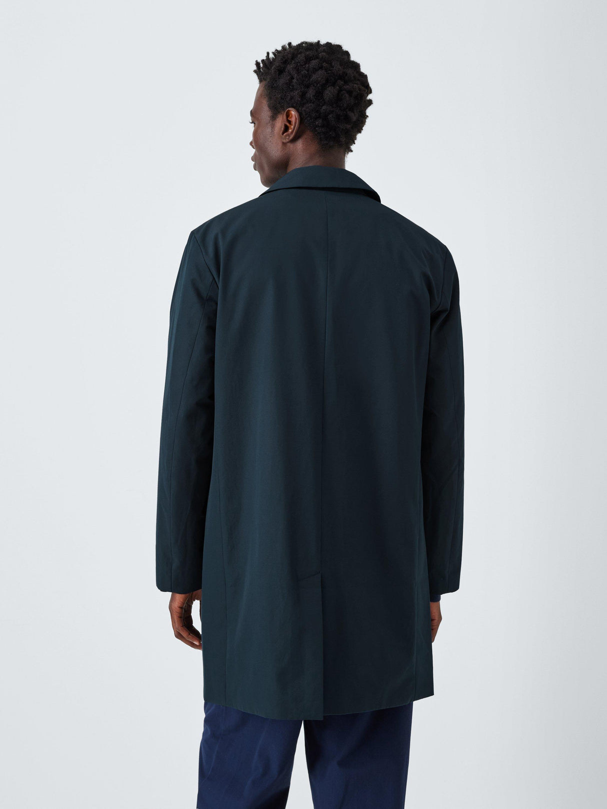 Kin Tech Mac Men's Classic Cotton Blend Collared Car Coat - Navy - Medium